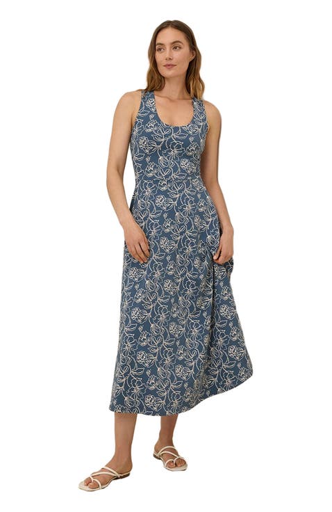 Organic Cotton Fit & Flare Open Back Maxi Dress
