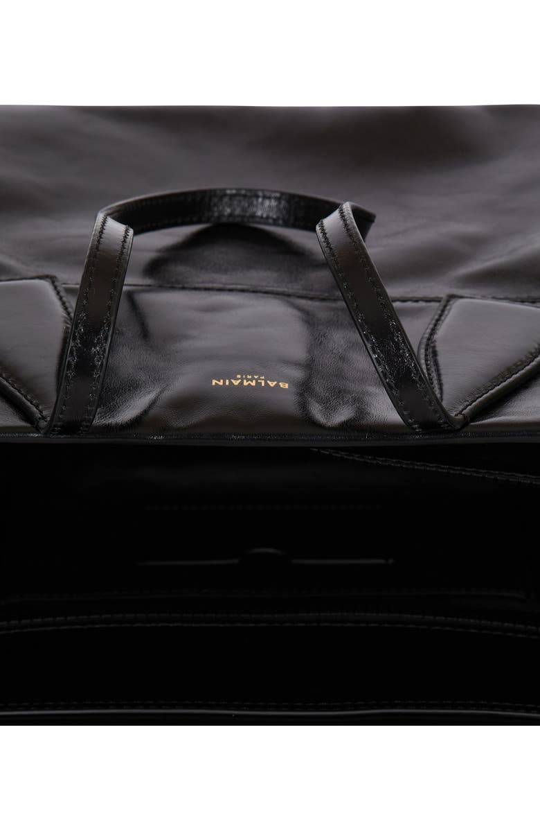 Balmain Track Shiny Leather Tote Bag, Alternate, color,