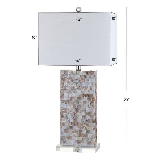 Jonathan Y Cannon 29" Seashell And Crystal Led Table Lamp, Natural/clear In Natural/clear