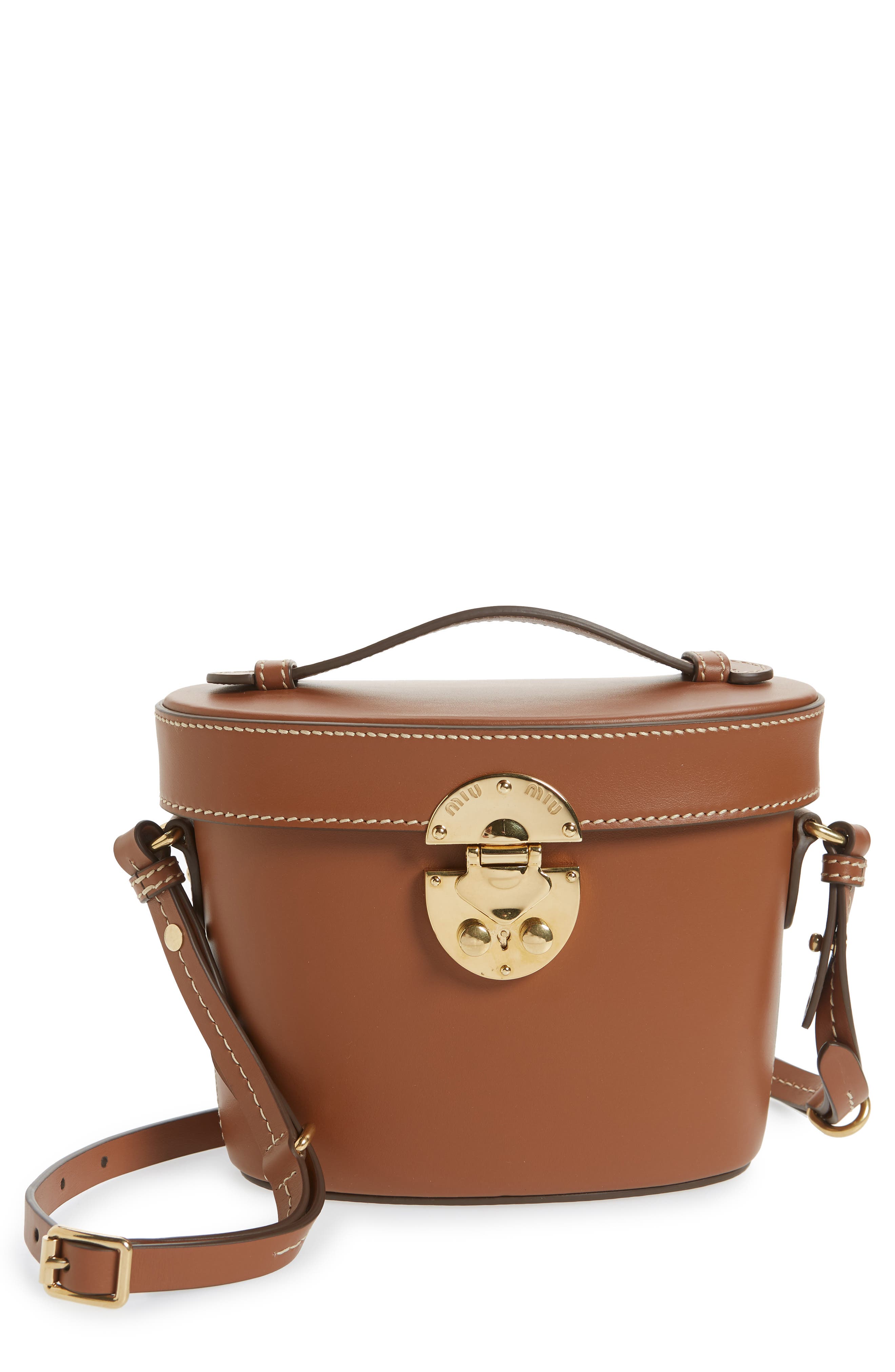 Miu Miu City Vanity Calfskin Leather Crossbody Bag, Main, color, 