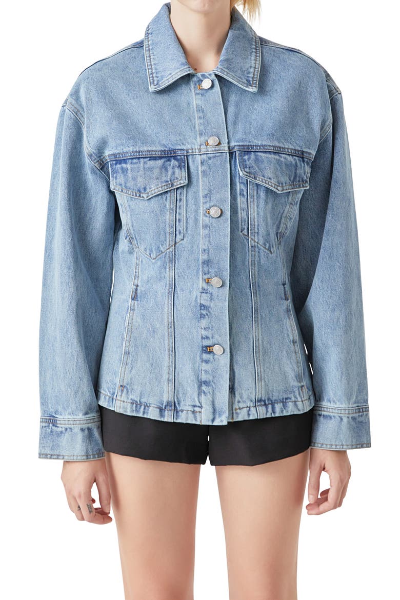 Fitted Denim Jacket, Alternate, color, BLUE