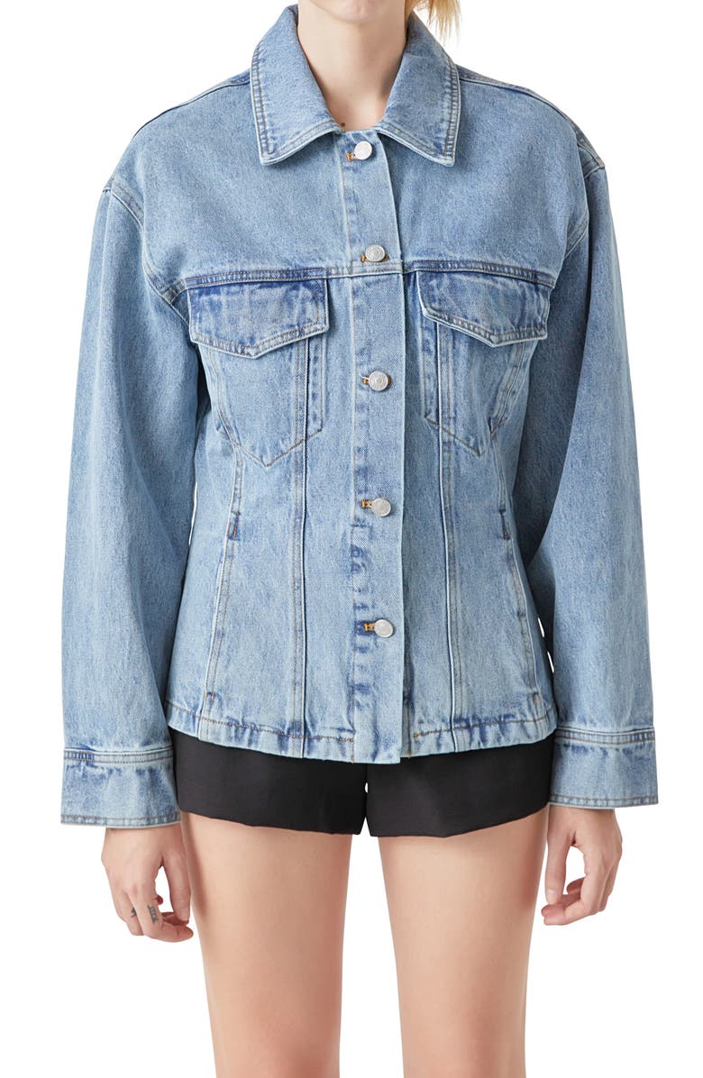 Grey Lab Fitted Denim Jacket, Alternate, color, Blue