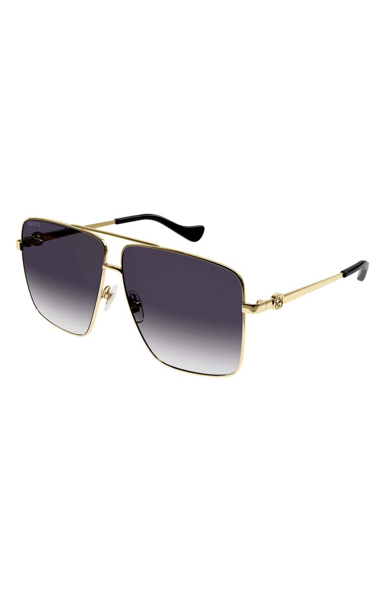 Gucci 63mm Gradient Oversize Aviator Chain Sunglasses, Main, color,