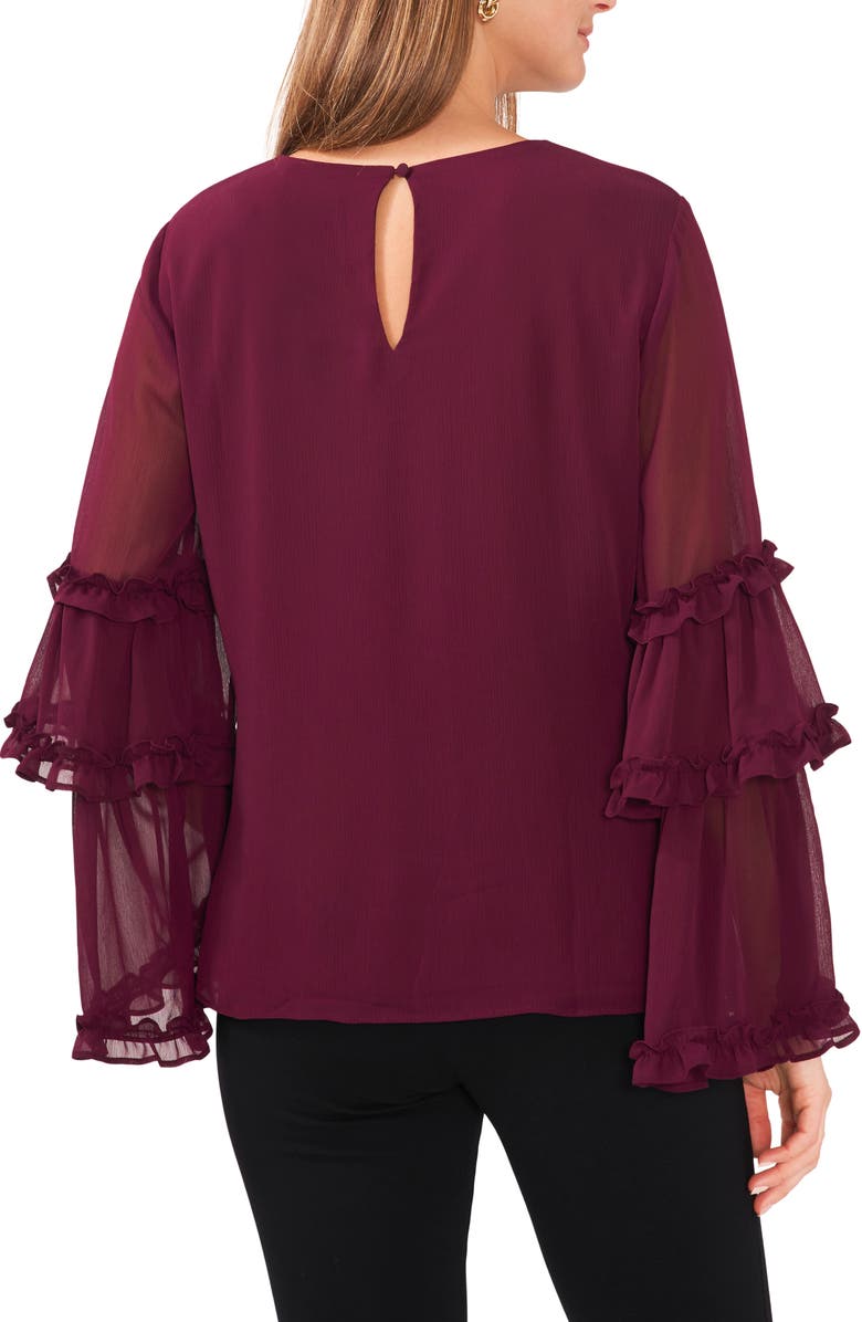 Chaus Bell Sleeve Chiffon Top, Alternate, color, Mulberry