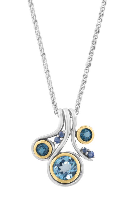 Effy Bezel Set Blue Topaz Cluster Pendant Necklace In Metallic