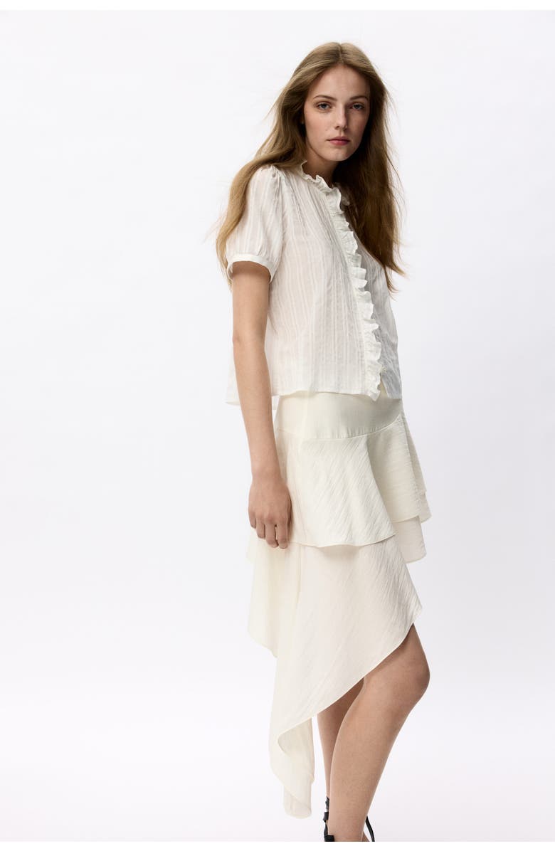 H&M Draped-panel Tiered Skirt, Alternate, color, Cream