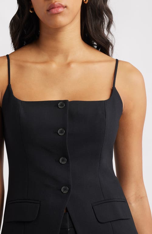 Open Edit Button Front Suiting Camisole In Black