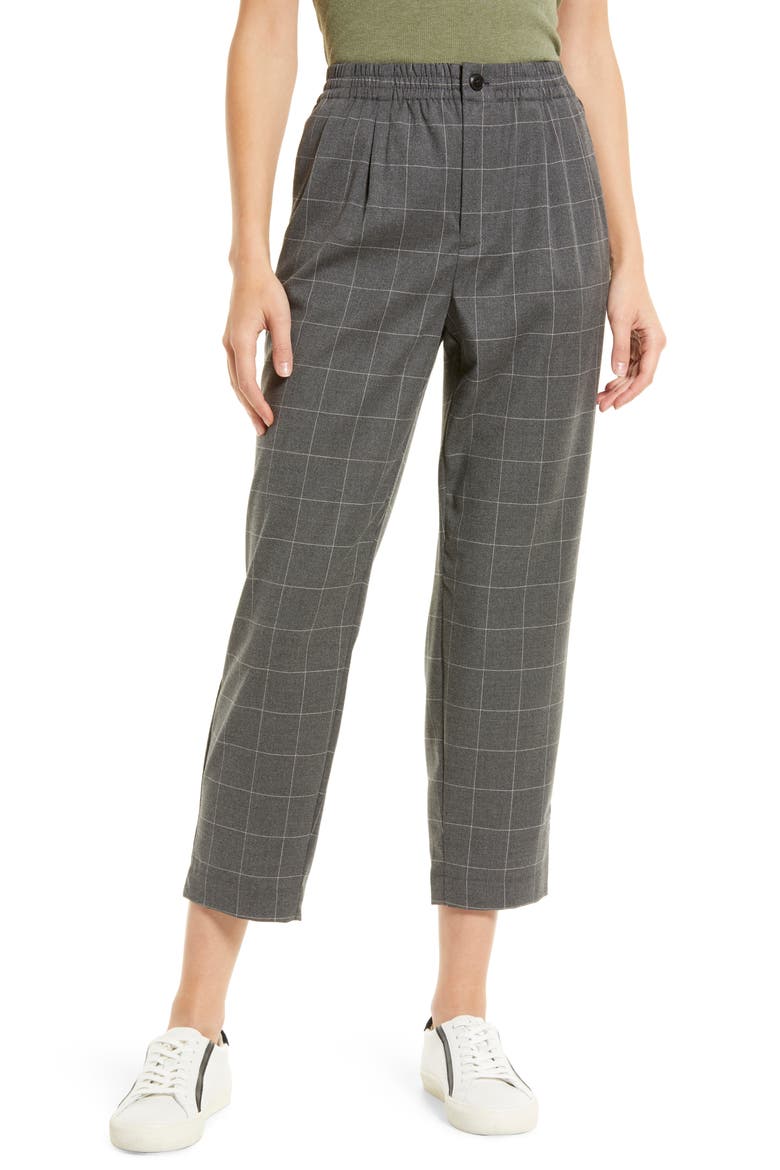 Plaid Flannel Track Pants, Main, color, DARK SHALE