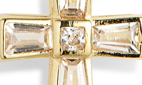 Argento Vivo Baguette Cubic Zirconia Mini Cross Pendant Necklace In Gold