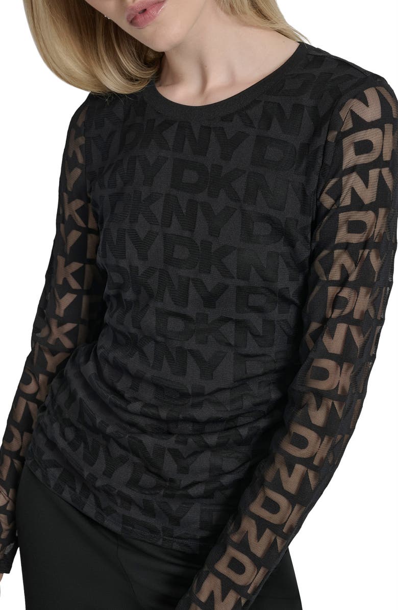 DKNY Logo Monogram Long Sleeve Shirt, Alternate, color, 