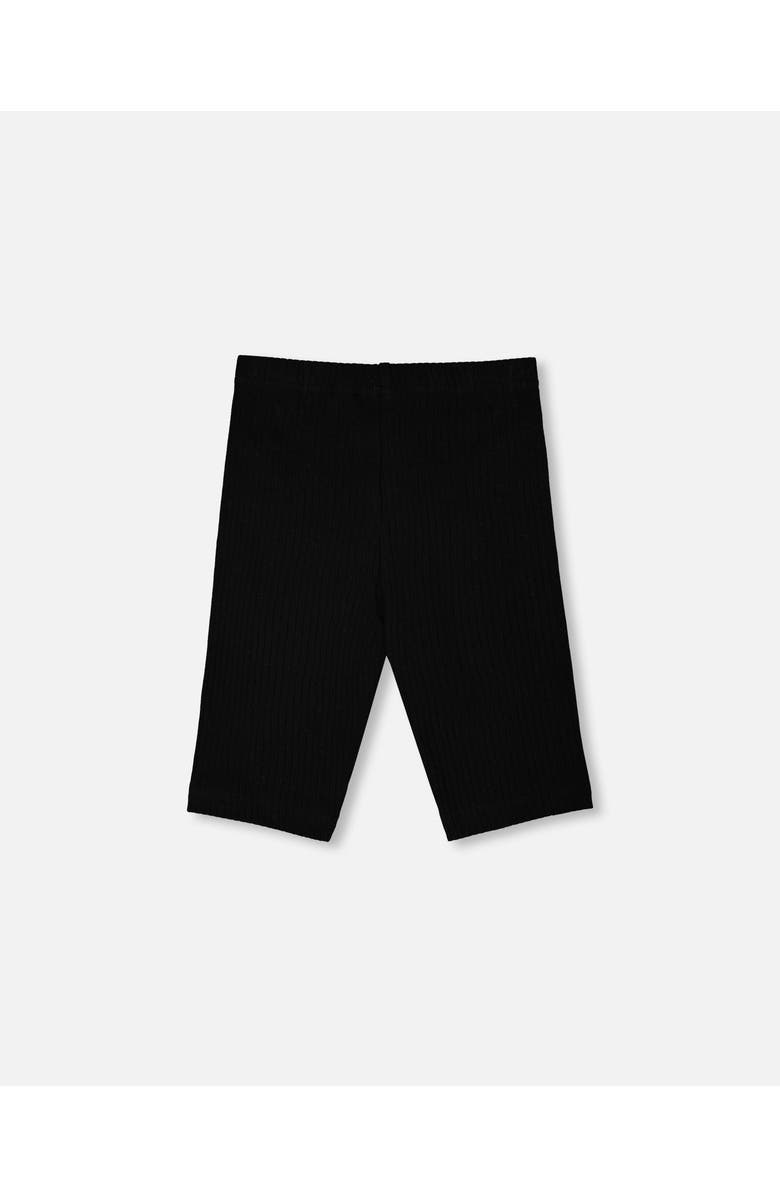 Deux par Deux Mid Length Rib Biker Leggings, Alternate, color, Black