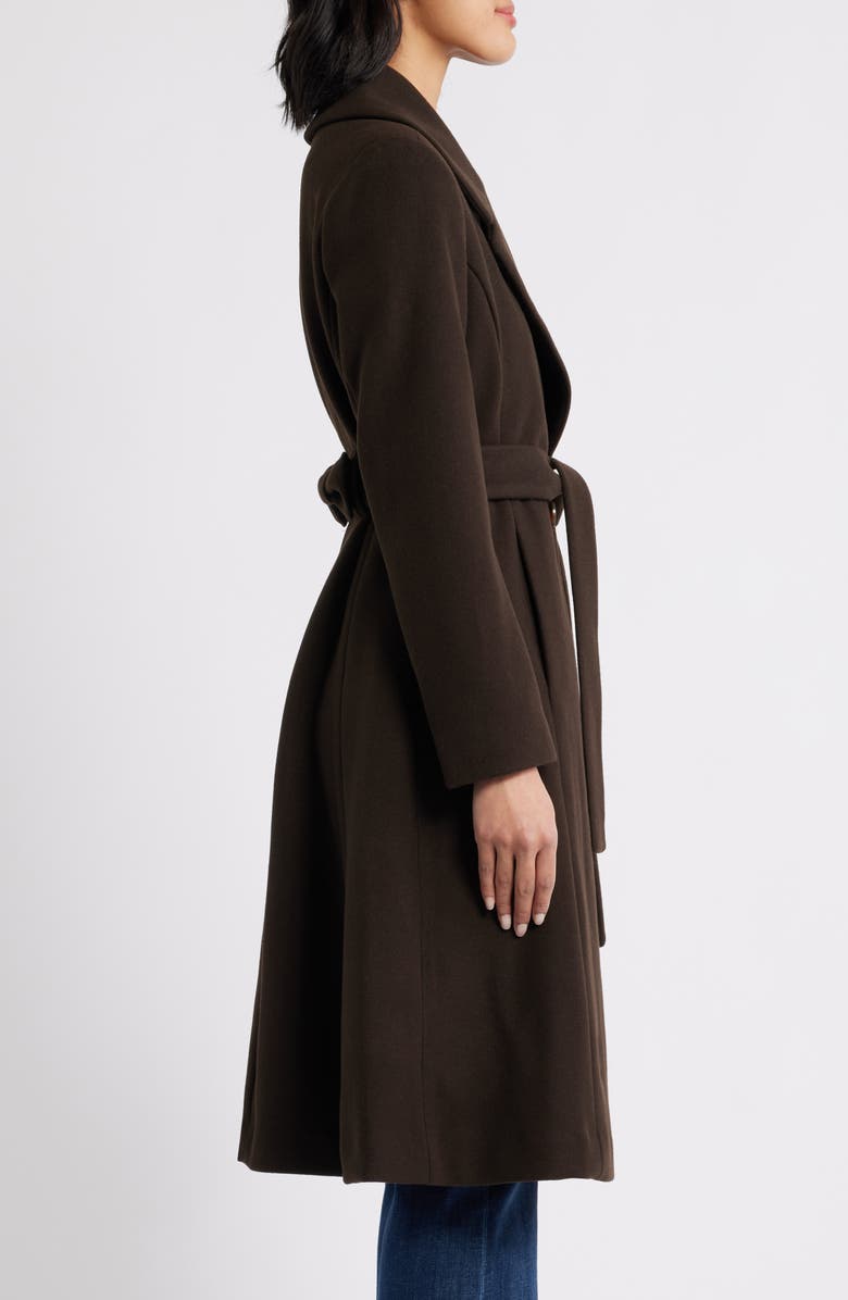 CeCe Single Breasted Bow Coat, Alternate, color, Chocolate