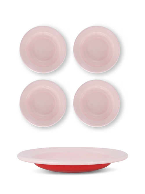 Elifle Two Tone Enamel Dinner Bowl In Pink