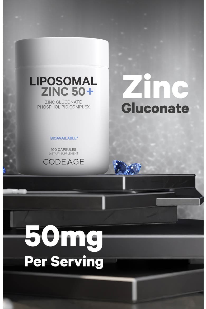 Liposomal Zinc Gluconate 50 mg Mineral Supplement, Alternate, color, White