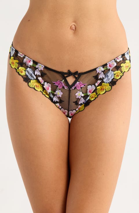 Eden Embroidered Silk Blend Bikini Briefs