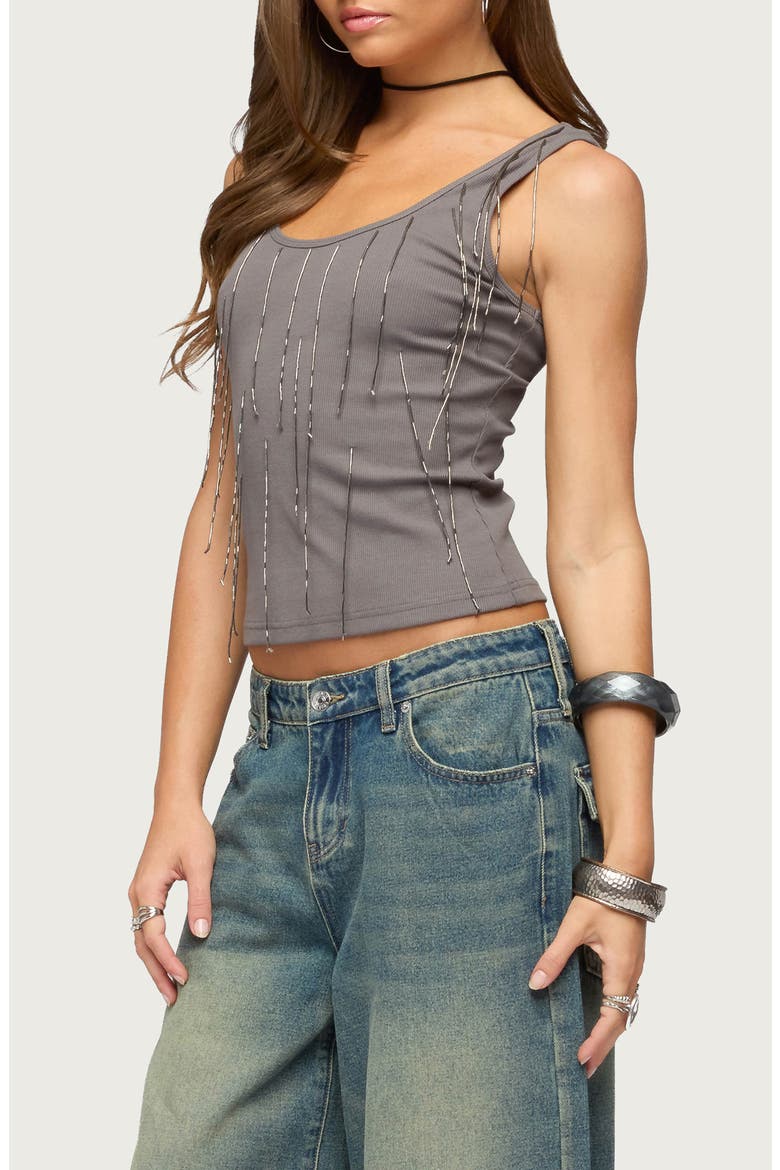 Beaded Fringe Tank, Alternate, color, DARK-GRAY