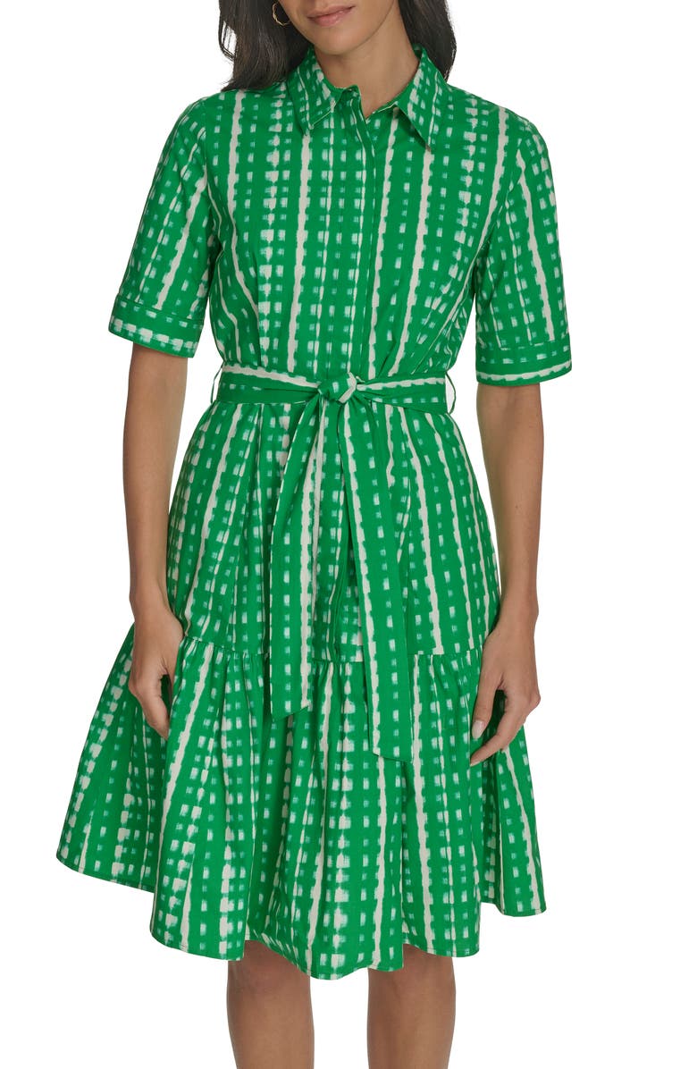 Calvin Klein Elbow Length Sleeve Cotton Shirtdress, Main, color,