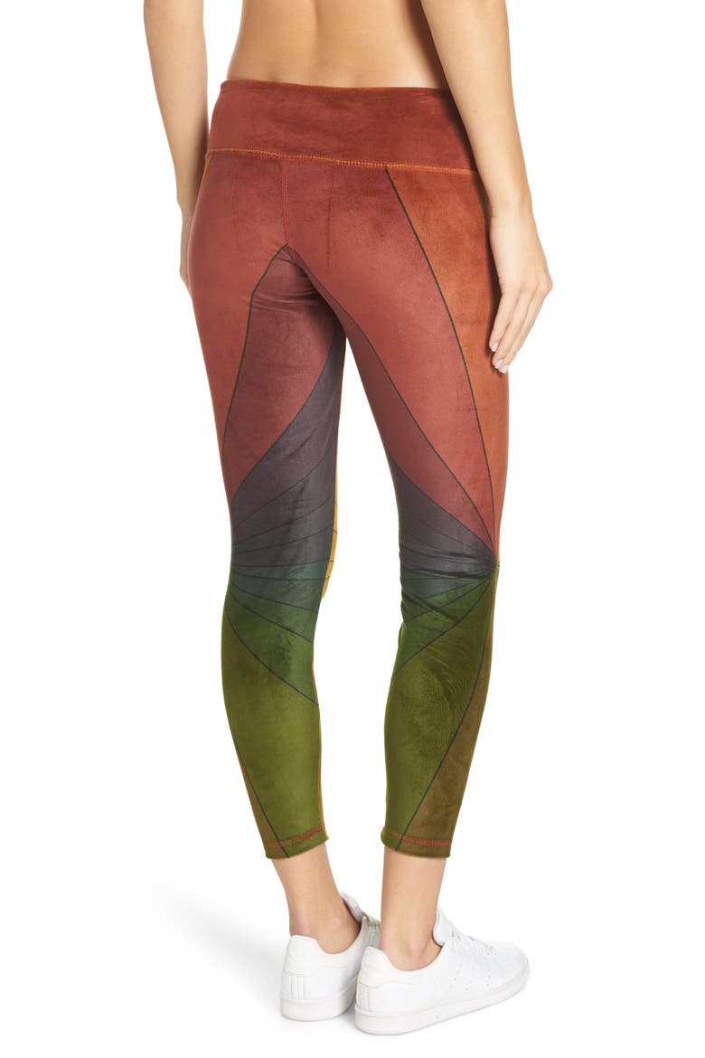 Rainbow Sunburst Velour Leggings, Alternate, color, RAINBOW