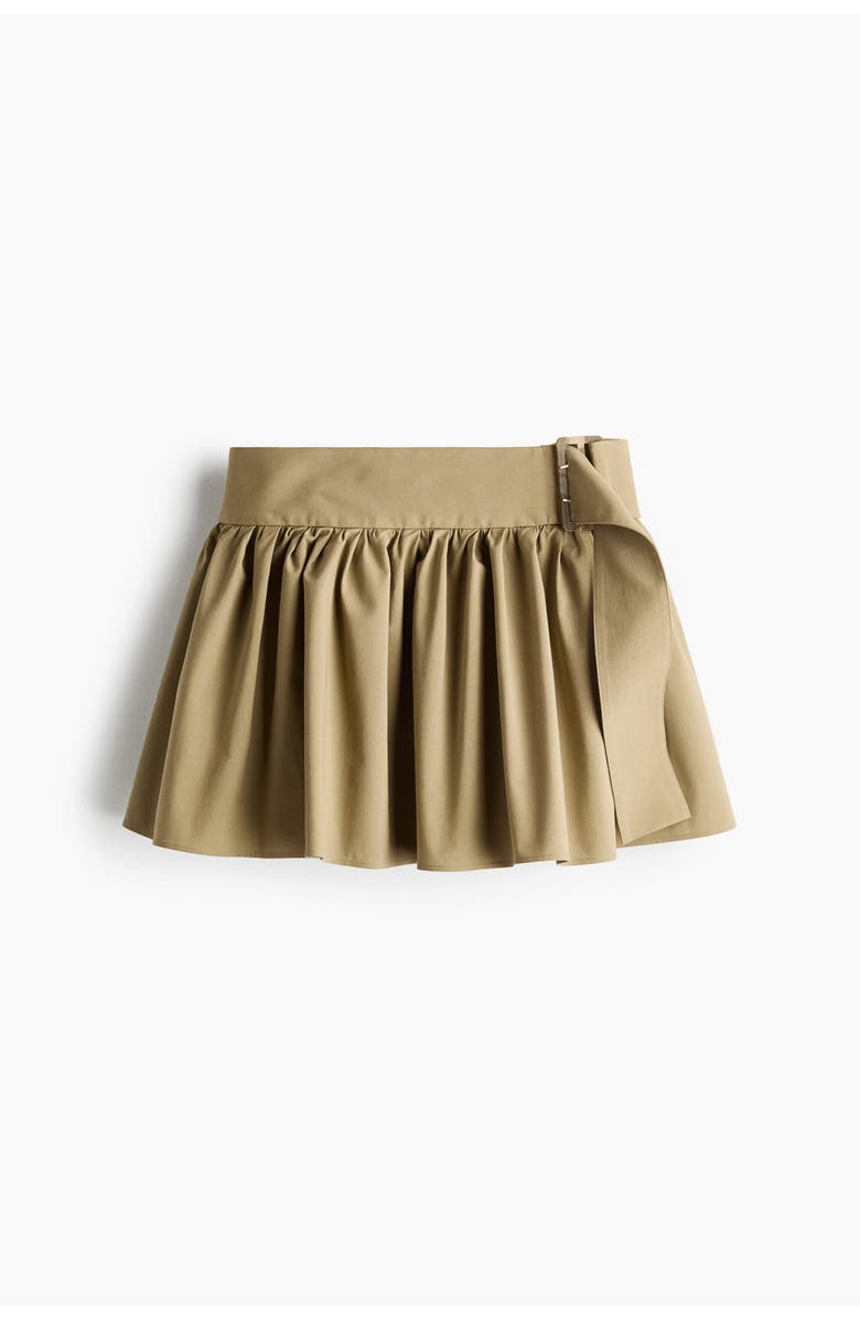 H&M Flared Cotton Mini Skirt, Main, color, Khaki Green