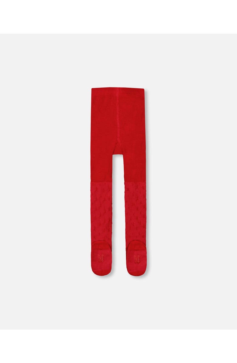 Deux par Deux Knit Tights with Tone-On-Tone Star, Main, color, Red