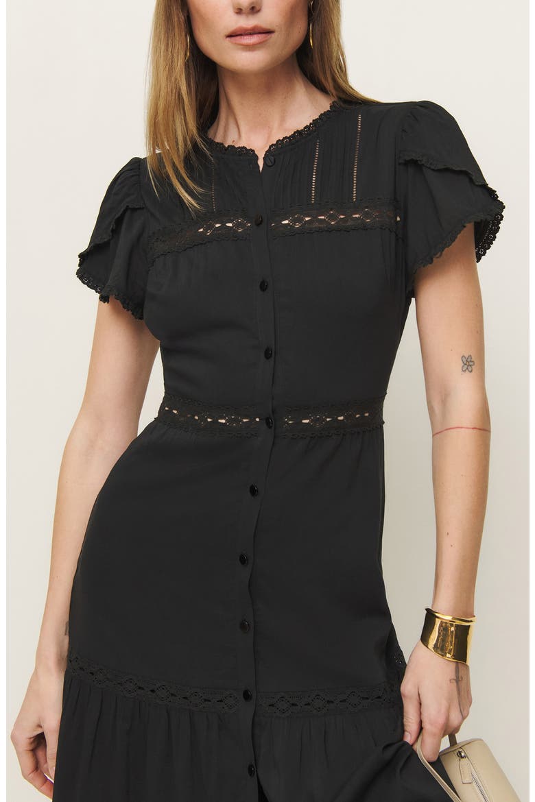 Zebrina Flutter Sleeve Dress, Alternate, color, BLACK