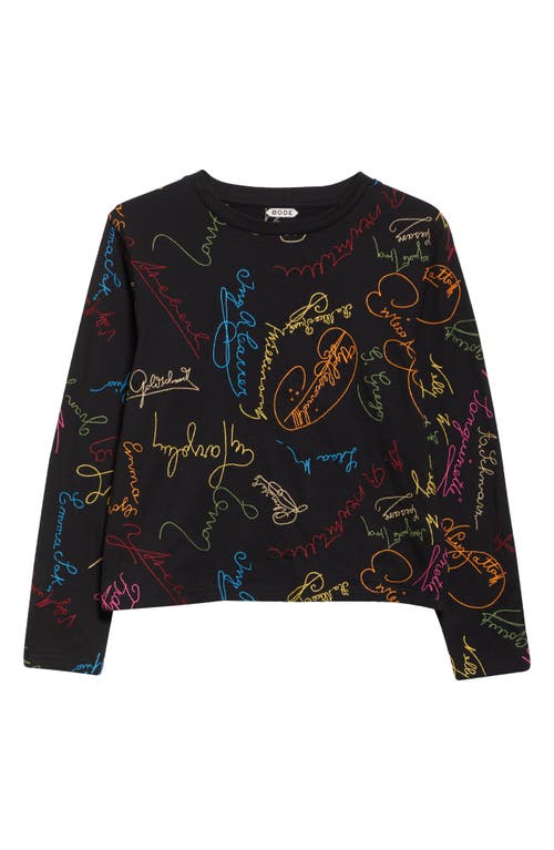 Shop Bode Signature Scrawl Embroidered T-shirt In Black Multi