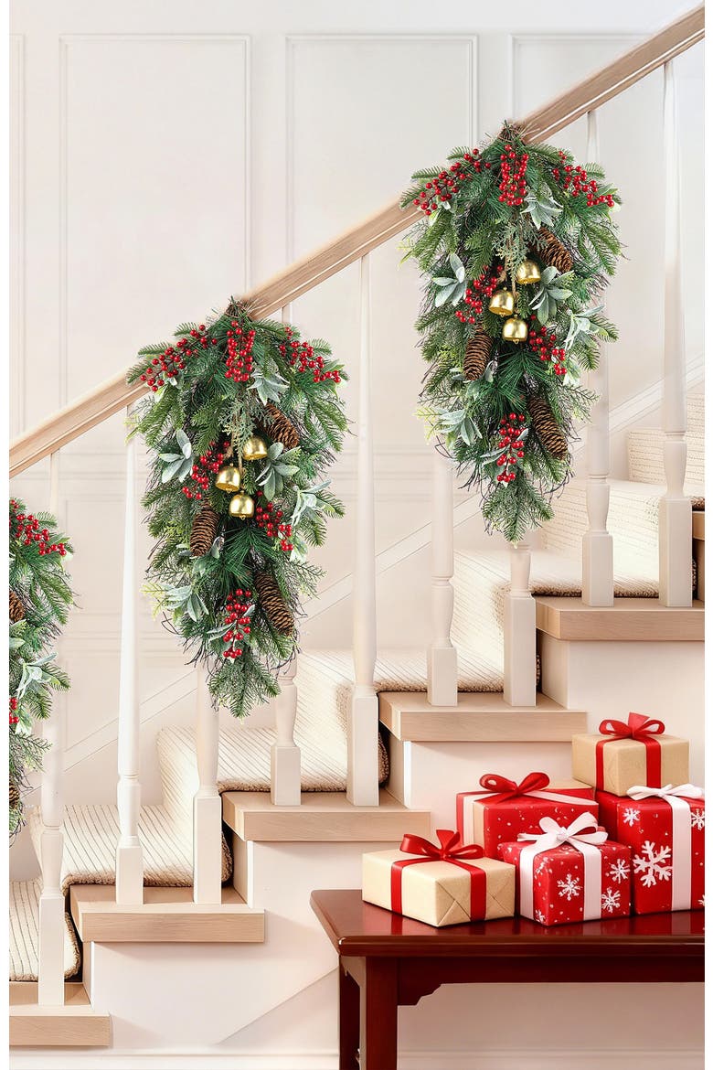 Set of 2 Christmas Deluxe Bell Dripping Teardrop, Alternate, color, Green