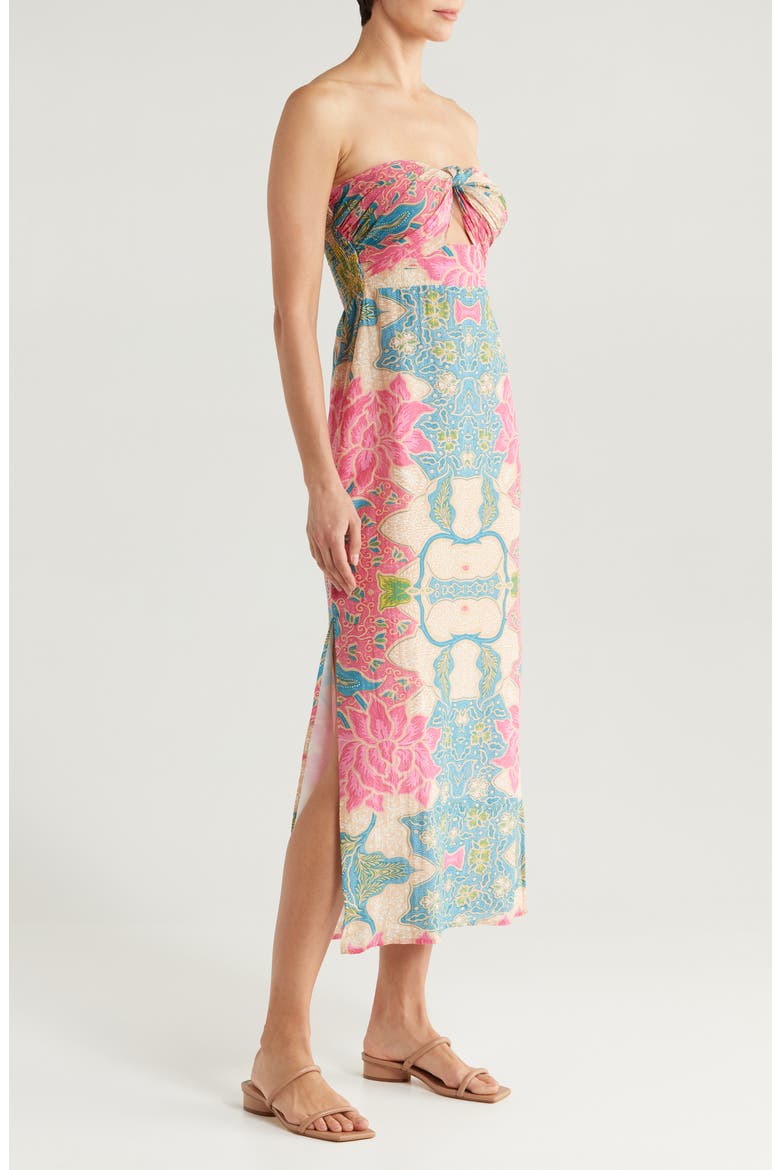 Bowie Strapless Maxi Cover-Up Sundress, Alternate, color, BEIGE PINK FLORAL