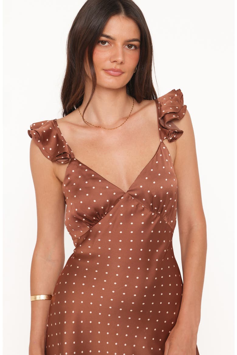 Cassinda Polka Dot Minidress, Alternate, color, BROWN POLKA DOT