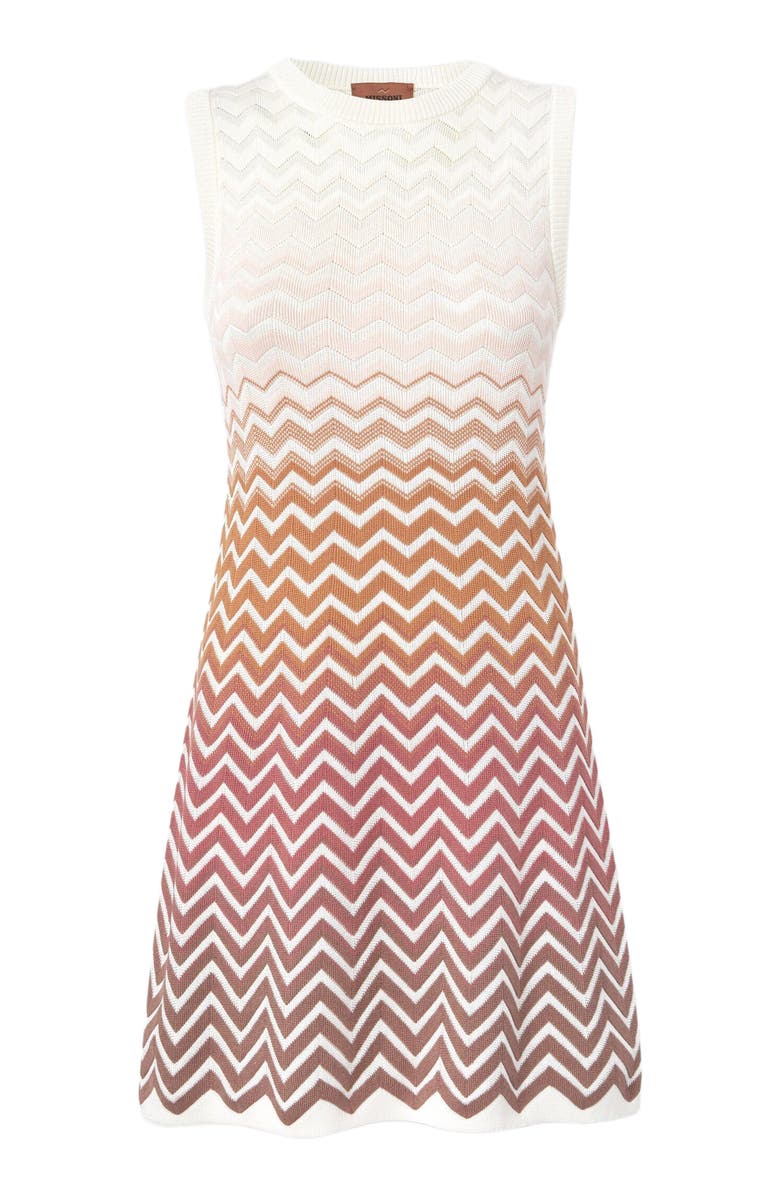 Missoni Sleeveless Chevron Dégradé Cotton And Viscose Mini Dress, Alternate, color, Green& Brown