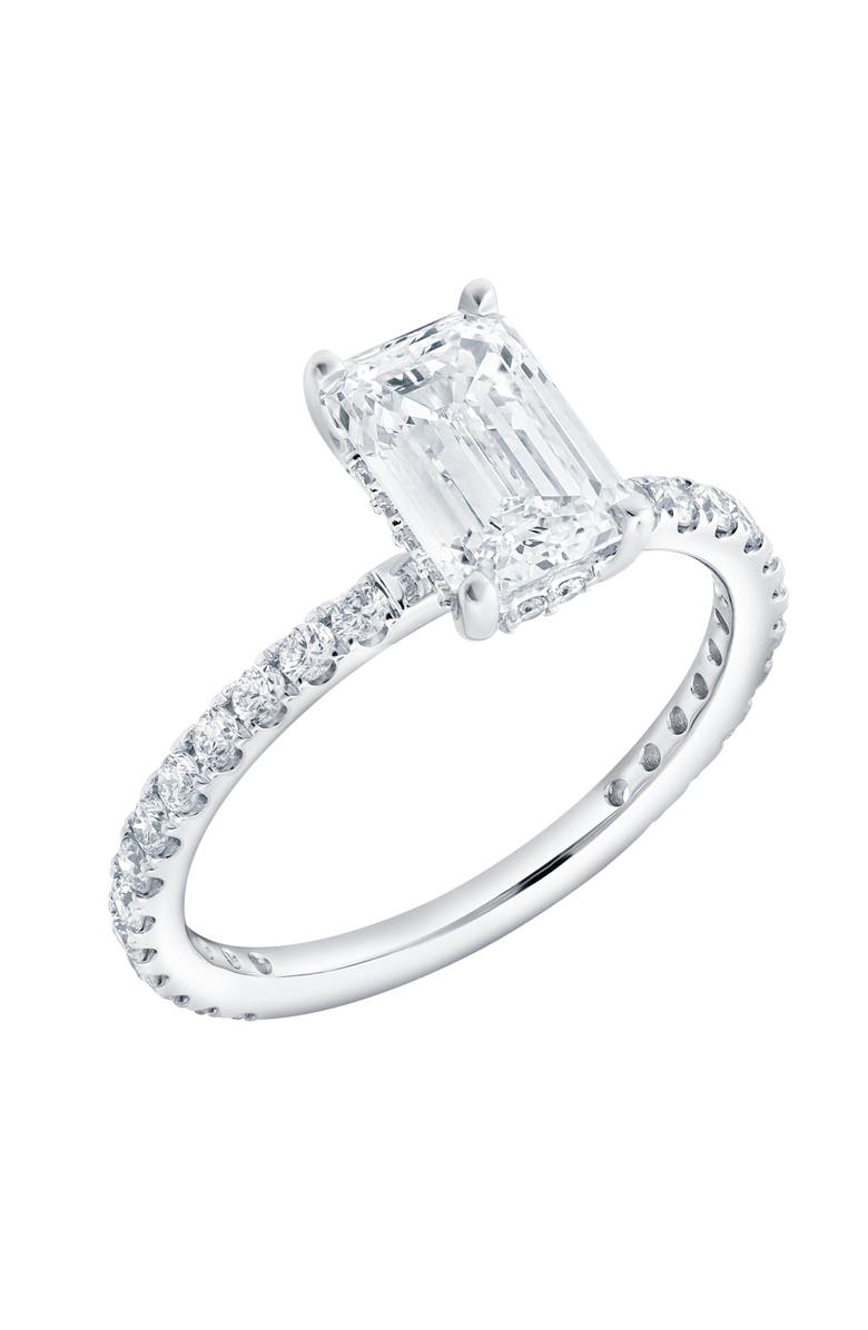 LuvMyJewelry Diadem 14K White Gold Emerald Cut Lab Grown Diamond Hidden Halo Engagement Ring - 2 ctw, Alternate, color, 14K White Gold