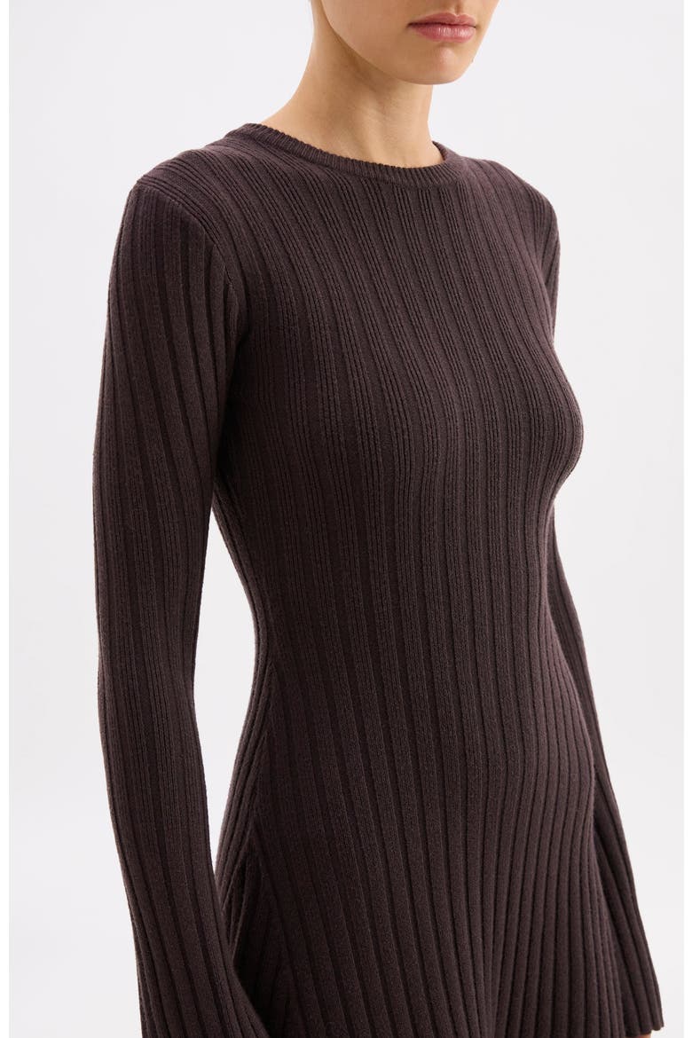 Astrid Knit Mini Dress, Alternate, color, Espresso