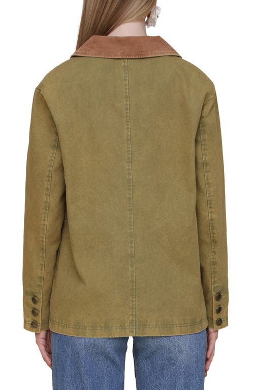 Avec Les Filles Contrast Collar Barn Jacket In Jungle