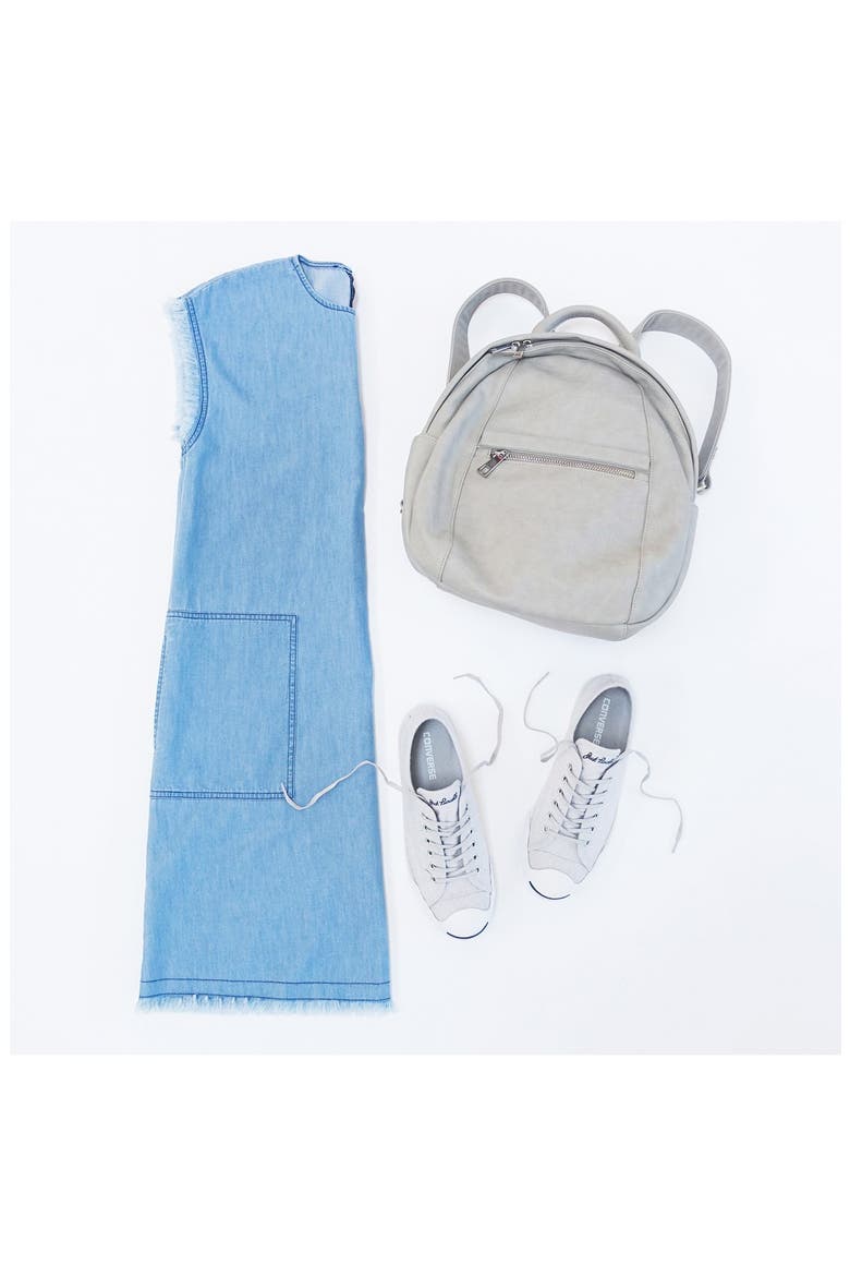 Frayed Denim Shift Dress, Alternate, color, LIGHT BLUE