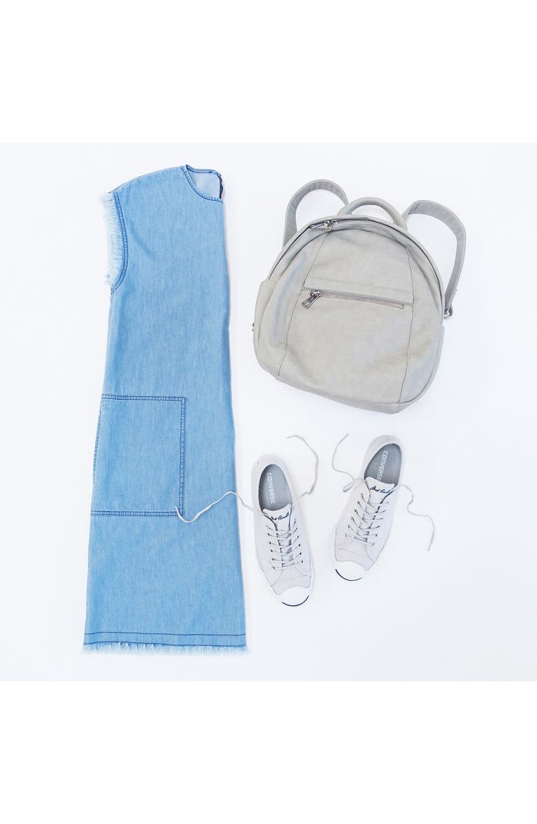 BP. Frayed Denim Shift Dress, Alternate, color, 