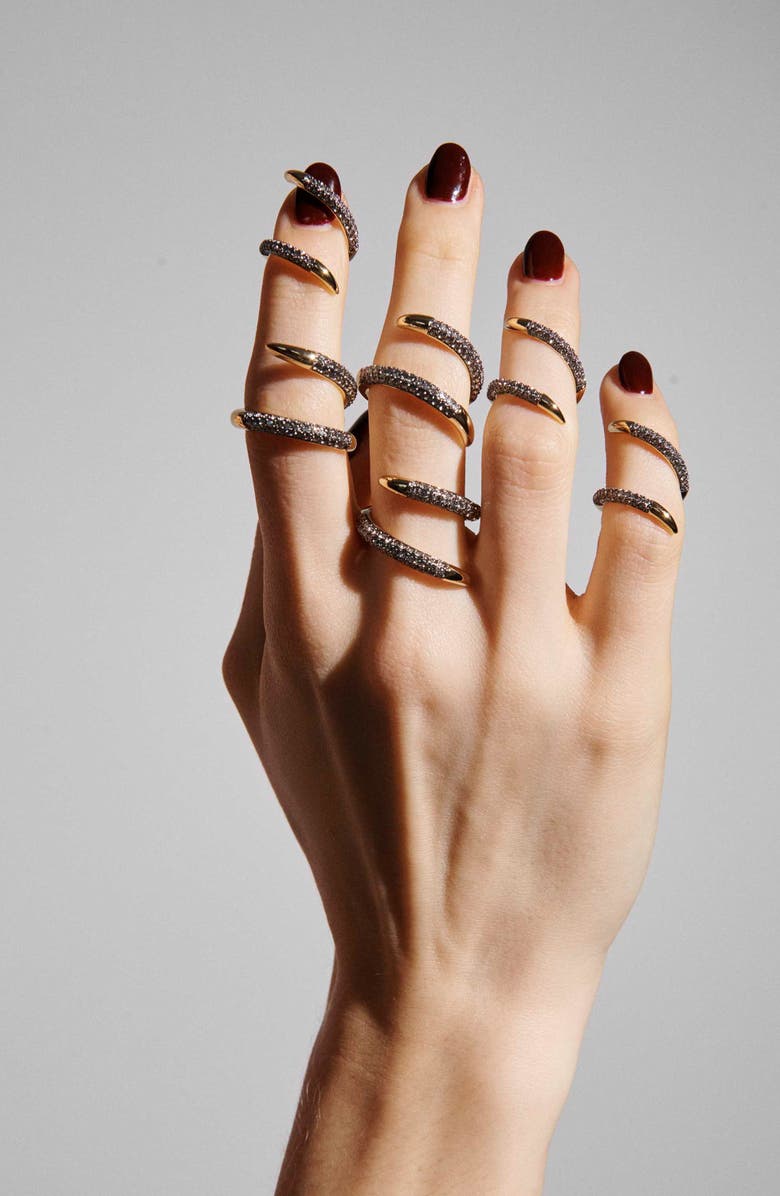 DEMARSON Vesey Set of 2 Bypass Pavé Rings, Alternate, color, Gold/ Pave