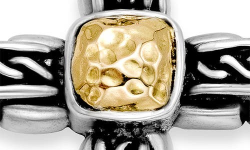 Samuel B. Filigree Hammered Cross Pendant In Silver And Gold
