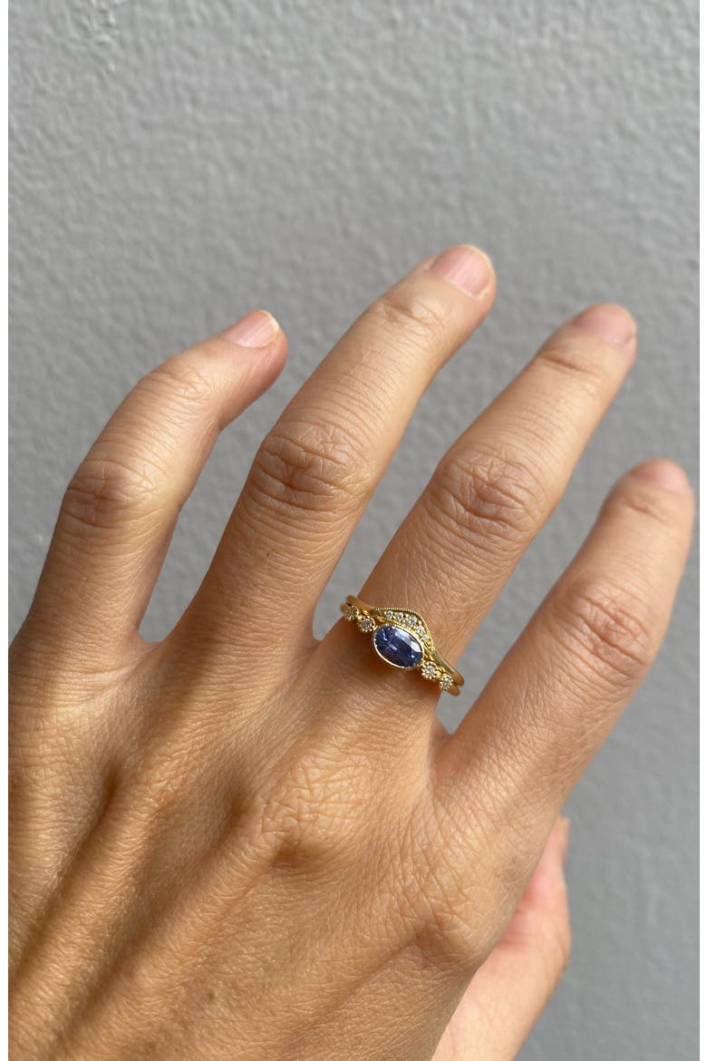 Dew Ceylon Sapphire & Diamond Ring, Alternate, color, YELLOW GOLD/ SAPPHIRE