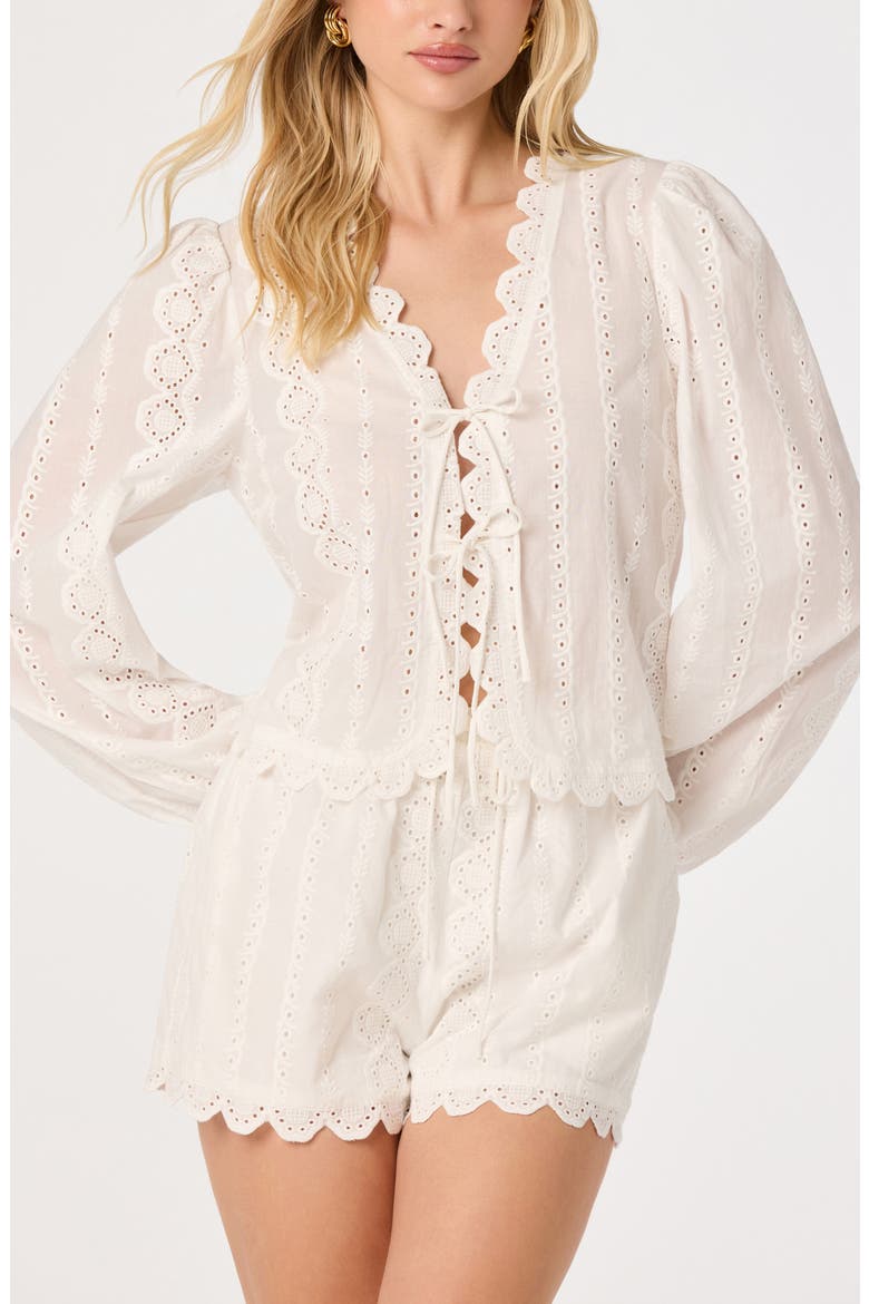 Leah Cotton Eyelet Drawstring Shorts, Alternate, color, WHITE