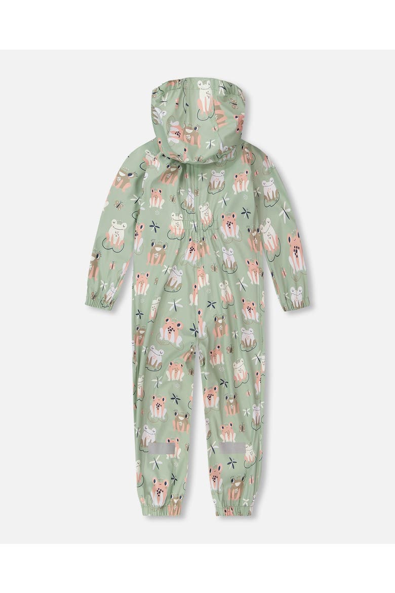 Girl Rain One-Piece Animal in Polyurethane, Alternate, color, Green with Frog Print