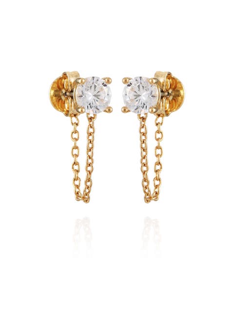 Cubic Zirconia Chain Jacket Earrings