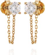 Vince Camuto Cubic Zirconia Chain Jacket Earrings