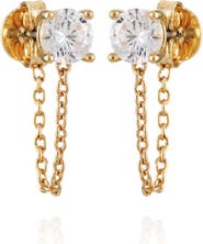 Vince Camuto Cubic Zirconia Chain Jacket Earrings