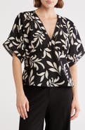 DR2 by Daniel Rainn Leaf Print Short Sleeve Top