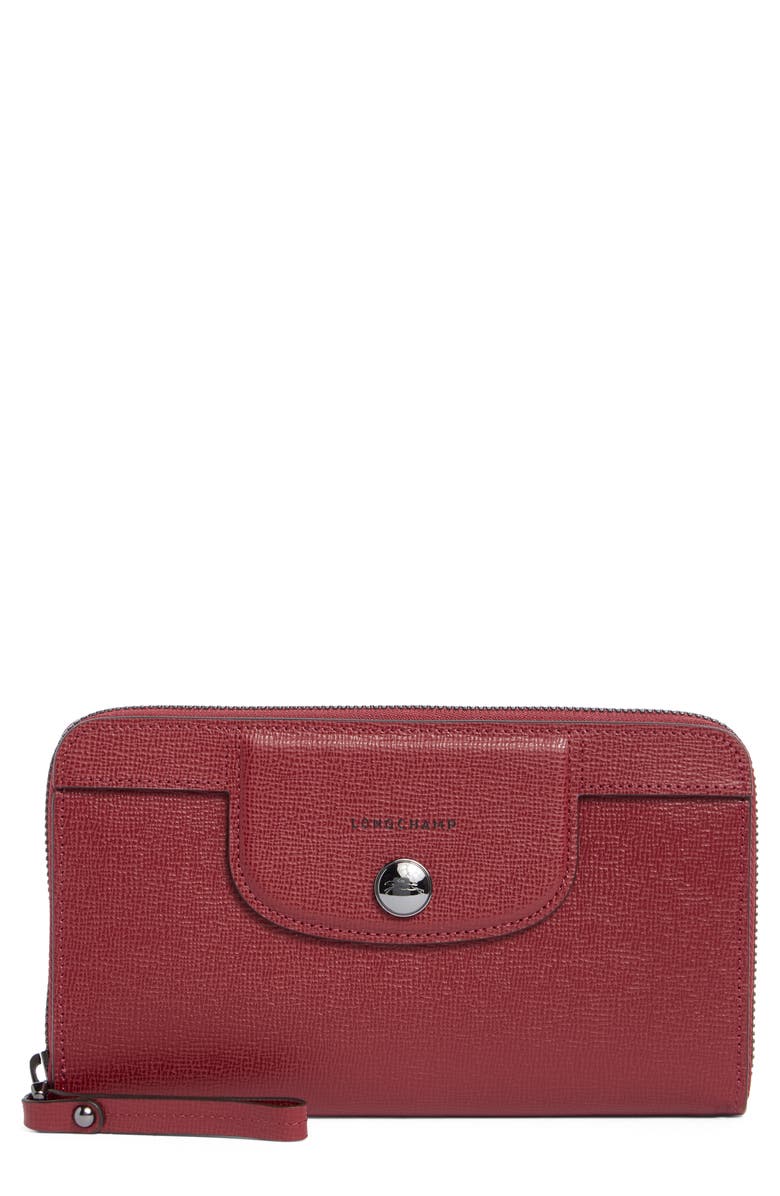 Longchamp Le Pliage Zip Wallet, Main, color, Burgundy