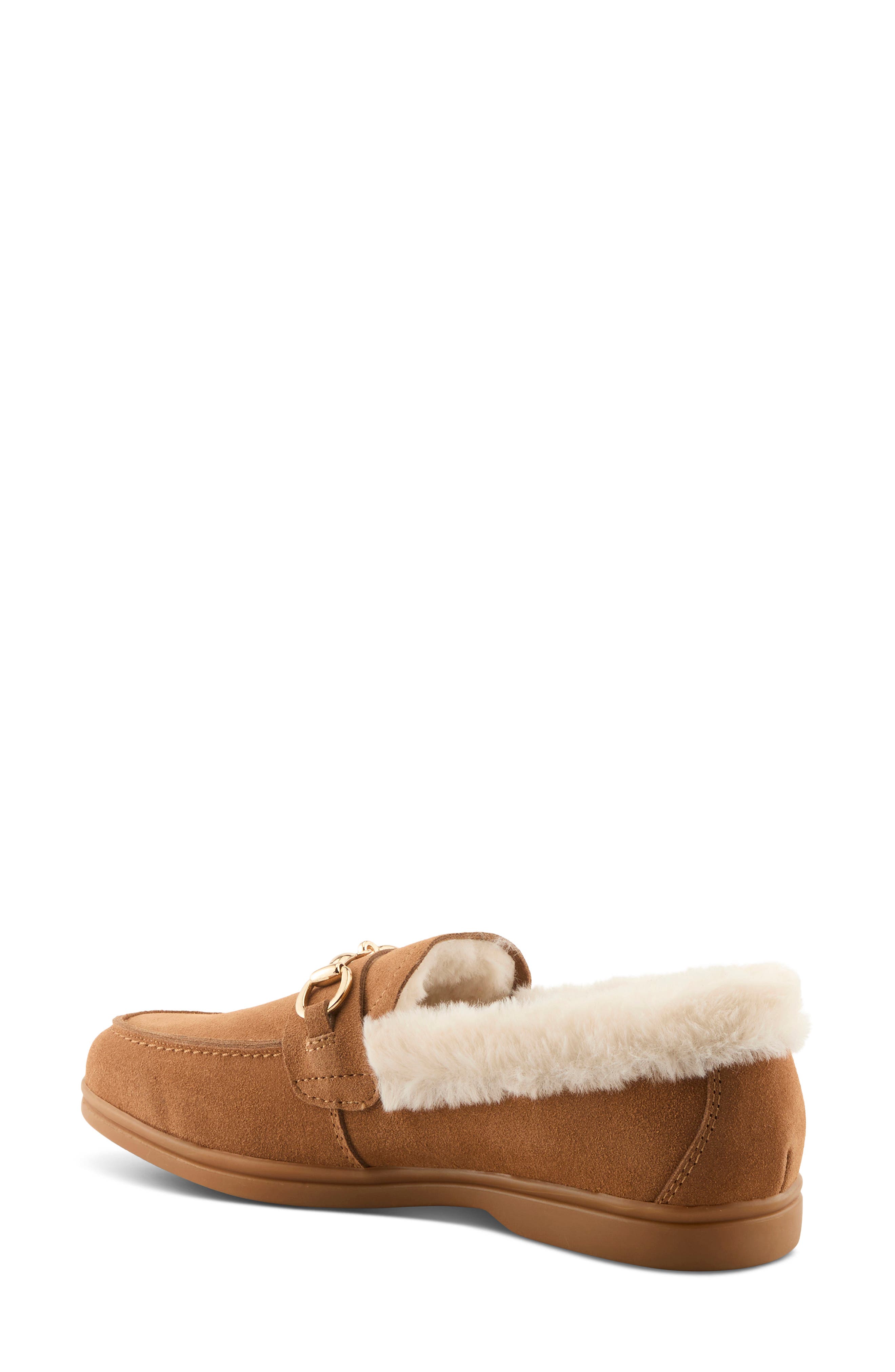 Spring Step Laurin Faux Fur Lined Loafer, Alternate, color, Camel Suede