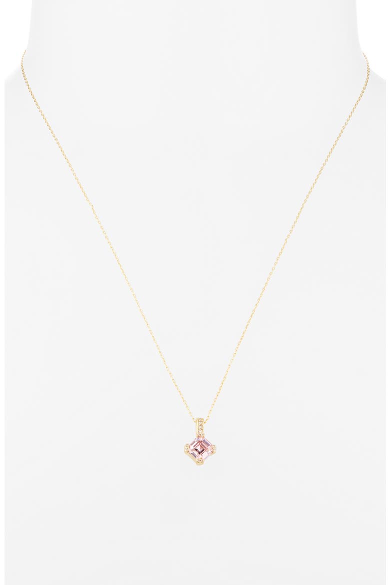mini crystal & cz pendant necklace, Alternate, color, PINK/ GOLD