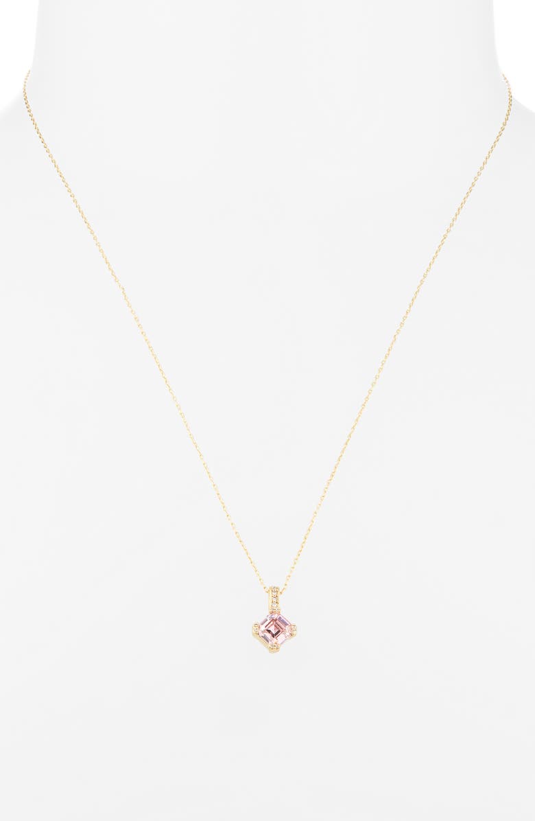 Kate Spade New York mini crystal & cz pendant necklace, Alternate, color, Pink/ Gold