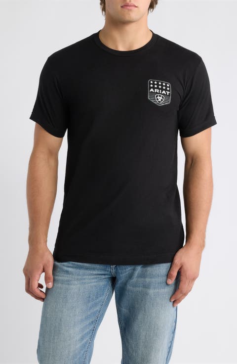 Striped Patriotic Badge Graphic T-Shirt