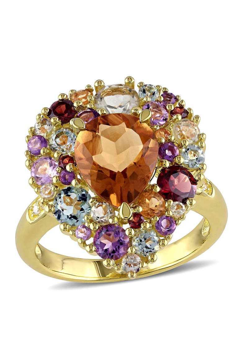 Diamond, Madiera, Citrine Amethyst, Rose de France, Blue Topaz, Sky Garnet, & Prasiolite Ring - 0.20 ctw., Main, color, MULTI